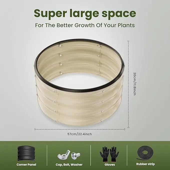 ZXZYHFTY Round Galvanized Raised Garden Bed kit,White Outdoor Garden Raised Planter Box, Round Large Metal Raised Garden Beds for Vegetable 2 * 2 * 1ft 2 Pcs, photo 5 of 9
