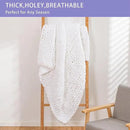 Bigacogo Chunky Knit Throw Blanket for Couch, 40x40 inches, 100% Hand Knitted with Thick Jumbo Chenille Yarn, Cozy Soft Large Rope Knot Cable Crochet Blankets for Sofa Bed Living Room, White by CozyNest Decor