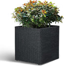 LEWIS&WAYNE Large Square Planter Box Handmade Wicker Tall Planters for Outdoor Plants with Removable Liners Modern Planter for Indoor Outdoor Garden Patio Front Porch - Black, 17''x17''x18'' by GreenHaven Gardens