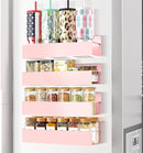 Magnetic Spice Rack Organizer for Fridge Seasoning Organizer for Kitchen Storage With Screw Magnetic Shelf for Oven, RV,Garage,Bathroom (Pink, 4pack) by CozyNest Decor