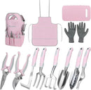 Pink Garden Tool Sets 12 Pieces, iHansee Aluminum Gardening Hand Tools with Non-Slip Handle, Kneeling Pad, Apron, Gloves and Organizer Bag, Landscaping Tools - Gift for Women & Garden Enthusiasts by GreenHaven Gardens