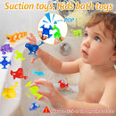 32 PCS Toddler Suction Cup Toys Kids Bath Toy 1-3 3-5 Party Favor Goody Prize Filler Stuffer Gifts for 2+ 3 4 5 6 Year Old Boy Girl Travel Sensory Fidget Window Water Table Toy with Eggshell Storage by TinyTreasures Baby Boutique