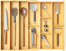 SpaceAid Bamboo Utensil Drawer Organizer with Labels, Kitchen Silverware Expandable Tray Holder Organizer for Flatware, Cutlery, Spoon and Knives Drawer Storage Organization (Natural) by CozyNest Decor