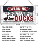 Funny Warning Signs, The Property is Protected By Highly Trained Ducks Sign, Decorative Wood Hanging Wood Plaque, Outdoor Warning Sign, Farm Yard Decor, Door Sign, Farmhouse Home Wall Decor by CozyNest Decor