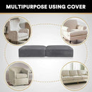 PrinceDeco Velvet Couch Cushion Cover Soft Stretch Cushion Slipcover for Chair Loveseat Sofa Cushion Furniture Protector Seat Cushion Sofa Cover (2 Piece Large Sofa Cushion Covers, Grey) by CozyNest Decor