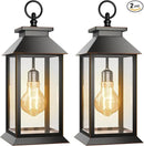 2 Pack Hanging Solar Lanterns Glass Solar Lights Outdoor Waterproof Upgraded Solar and 2 AA Batteries Powered, for Outside Porch, Patio and Indoor Tables, Mantelpiece by CozyNest Decor