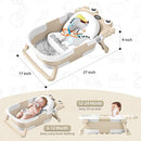 Collapsible Baby Bathtub for Infants to Toddler with Real-time Temp Monitor+Floating Cushion,Foldable Baby Bath Tub Set Applicable 0-36 Month,Portable Travel Baby Tub for Newborns Boy (Beige) by TinyTreasures Baby Boutique