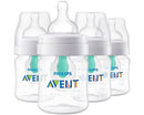 Philips Avent Anti-Colic Bottle with AirFree Vent, 4oz, with Flow 1 Nipples, 0m+, 4pk, Clear, SCY701/04 by TinyTreasures Baby Boutique
