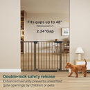 Cumbor 29.7-48" Baby Gate for Stairs, Mom's Choice Awards Winner-Dog Gate for Doorways, Auto Close Safety Pet Gate for Dogs Indoor, Easy Install Pressure Mounted Child Gate with Walk Thru Door, Brown by TinyTreasures Baby Boutique