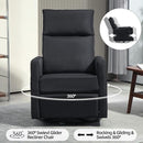 Swivel Rocker Recliner Chairs Set of 2, Upholstered Fabric Nursery Rocking Glider Chair with Adjustable Backrest and Footrest, Lay Flat Recliner Single Lazy Sofa for Living Room(Black) by TinyTreasures Baby Boutique