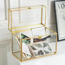 Glass Wedding Card Box with Slot, 10.2 inch Clear Card Box Gold Brass Gift Card Storage Box with Lock Perfect for Wedding Receptions, Baby Shower, Birthday Party, Bridal Shower by CozyNest Decor