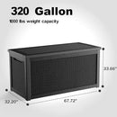 320 Gallon Deck Box Waterproof, UV Resistant Resin Outdoor Storage Box with Hydraulic Rod, Lockable Design and Enhanced Durability for Patio, Garden, and Poolside Use by CozyNest Decor