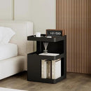 Modern Side Table,Small end Tables for Small Spaces,Black Metal nightstand,Bedside Tables,Accent Table with Storage for Couch, Bedroom,Living Room.No Assembly Required by CozyNest Decor