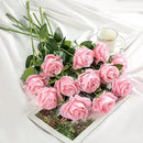 Pink Fake Roses Artificial Flowers - 10 Pcs Fake Artificial Roses Silk Flowers with Stems for Home Wedding Hotel Office Centerpiece Decor by CozyNest Decor