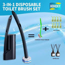 Disposable Toilet Brush with 50 Wand Cleaner Refills Pads，Wall Mounted Toilet Bowl Holder Set，Toilet Cleaning System Starter Kit，Bathroom Cleaning System for Sink Bathtub Wash Basin by CozyNest Decor