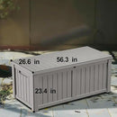 120 Gallon Deck Box,Resin Outdoor Storage Box with Lockable for Patio Furniture, Pool Accessories, Garden Tools Waterproof Outside Storage Box, Grey by GreenHaven Gardens