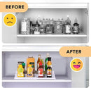 3-Tier Expandable Spice Rack, Plastic Spice Rack Organizer for Cabinet, Adjustable Length, Non-Skid Spice Shelf Organizer for Kitchen Cabinet, Countertop or Pantry, 2 Pack, White/Grey by CozyNest Decor