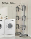 SONGMICS Clothes Drying Rack 4-Tier, Foldable Laundry Drying Rack 69.9-Inch Tall, Extendable Rods, Stainless Steel, Rolling Clothes Horses, Clothes Airer, Indoor Outdoor Use, Dove Gray ULLR704G01 by CozyNest Decor