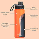DRINCO Stainless Steel Water Bottle Spout Lid Vacuum Insulated Double Wall Water Bottle Wide Mouth (40oz 32oz 22oz 18oz 14oz) Leak Proof Keep Cold Sport Camping Hiking (22 oz, 22oz Orange) by CozyNest Decor