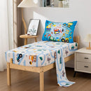NTBED 4 Pieces Construction Truck Toddler Bedding Set for Baby Boys, Cartoon Vehicles Excavator Cars Printed, Includes Comforter, Flat Sheet, Fitted Sheet and Pillowcase,Sky Blue by TinyTreasures Baby Boutique