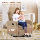 Swivel Rocking Recliner Chair for Nursery, Upholstered Glider Rocker Recliner, Swivel Reclining Chair for Nursery Living Room Bedroom, Camel Short Plush by TinyTreasures Baby Boutique