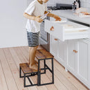 Step Stool for Adults & Kids,Holds up to 500Lb,3 in1 Heavy Duty Sturdy Wooden 2 Stepstool for Kichen/Bathroom/High beds, Metal Frame, Non-Slip Pads by TinyTreasures Baby Boutique