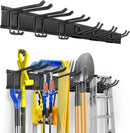 Garden Tool Organizer Wall Mount, Heavy Duty 48 Inches Garage Organization and Storage Racks for Yard Tools with 6 Hooks, Tool Hangers Holders for Hanging Folding Chair, Rake and Shovel by GreenHaven Gardens