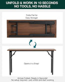 Frylr Small Folding Computer Desk – Portable 55.1 Inch Foldable Laptop Table, Collapsible and Compact for Easy and Fast Setup, Lightweight for Small Spaces, Home Craft and Study Use, Dark Walnut by CozyNest Decor