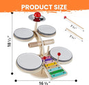 iPlay, iLearn Toddler Wooden Drum Set, Kids Musical Instruments Toy, 8 in 1 Percussion Drum Kit W/Xylophone Cymbal, Baby Montessori Learning Birthday Gifts for 18 Month, 2 3 4 5 6 Year Old Boy Girl by TinyTreasures Baby Boutique