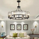 Farmhouse Crytal Chandeliers Dining Room Pendant Light Fixture Black Chandelier with K9 Crystal for Living Room Dining Room Foyer High Ceiling by CozyNest Decor