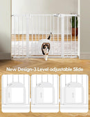Babelio 29-48" Extra Wide Baby Gate with Adjustable Cat Door,Easy Install Pressure/Hardware Mounted,Auto Close Pet door for Stairs,House,Doorways,Effortless Walk Thru,White by TinyTreasures Baby Boutique