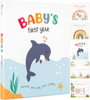 Baby Memory Book for Girl or Boy - First Year Unisex Ocean Keepsake to Log Newborn 1st Milestone - Gender Neutral Sea Photo Album Dairy - Nautical Themed Stuff Journal - Elegant New Parents Baby Gifts by TinyTreasures Baby Boutique