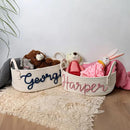 Personalized Baby Name Basket, Custom Woven Baby Shower Gift Basket with Cotton Rope Handle Baby Diaper Nursery Shelf Storage Basket Bin for Kids' Bedroom (Style 2) by TinyTreasures Baby Boutique