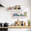 24"x6.8"x1.6" Slanted Floating Wall Shelves 2-Pack - Rustic White Finish, Heavy-Duty Solid Wood Design with Hidden Brackets - Perfect for Living Room, Kitchen, Bathroom, or Office by CozyNest Decor