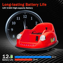 12V Bumper Car for Toddlers, Electric Toy Ride on Battery Car with Kids W/Parent Remote Control, 2-Speed, 360 Degree Spin, Music & LED Lights for Kids, Red by TinyTreasures Baby Boutique