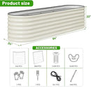 SnugNiture 8x2x2ft Raised Garden Bed Kit, 24" Tall Outdoor Metal Raised Planter Box for Planting Plants Vegetables Flowers Fruits, White by GreenHaven Gardens