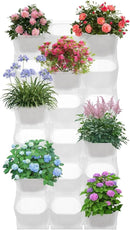 12Pieces 3-Pot Wall Planter Vertical Garden Plant Walls Wall Mounted Vertical Planter with Water-Storage Layer Stackable Wall-Mounted Flower Pot for Gardens, Balconies 180.78lbs Total Capacity (White) by CozyNest Decor