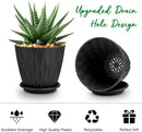 4 inch Plant Pots, 5 Pack Flower Pots Outdoor Indoor, Planters with Drainage Holes and Tray Saucers(Black) by GreenHaven Gardens