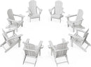 KINGYES Folding Adirondack Chair Set of 8, Dual Cup Holders & All-Weather HDPE, Wood-Like Patio Chair for Backyard, Camping, Pool & Fire Pit, White by GreenHaven Gardens