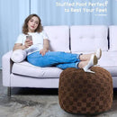 HIGOGOGO Round Stuffed Pouf Ottoman, Plaid Poufs with Foam Chunk Filling, Fluffy and Furry Pouf Foot Stool Storage Ottoman, 26 X 18 Floor Poufs Foot Rest for Living Room, Coffee by CozyNest Decor
