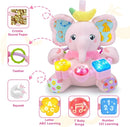 Baby Elephant Musical Stuffed Animals Toy with Light-Up Music & Crinkle Sound Paper,Infant Bilingual Early Learning Education Toys,Tummy Time Toys for 0-3-6-12+ Months Boy Girl, Pink by TinyTreasures Baby Boutique