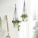 Mkono Macrame Plant Hanger Indoor Hanging Planter Basket with Wood Beads Decorative Flower Pot Holder No Tassels for Indoor Outdoor Boho Home Decor 35 Inch, Grey, Set of 1 (POTS NOT Included) by GreenHaven Gardens