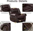 CANMOV Leather Recliner Chair Set of 2, Classic and Traditional Manual Recliner Chair with Comfortable Arms and Back,Manual Single Recliner Sofa for Living Room, Brown by CozyNest Decor