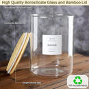 Large Glass Flour and Sugar Containers Jars with Bamboo Airtight Lid - 100 Fl Oz (3000ml) with Kitchen 42 Pantry Labels for Dry Food, Flour, Pasta, Cereal by CozyNest Decor