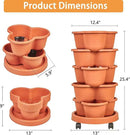 VECELO 5 Tier Vertical Garden Planter, Self Watering Stackable Planters with Wheels for Strawberries, Herbs, Flowers, Vegetables, Red by CozyNest Decor