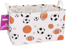 Rectangular Storage Basket Fabric Organizer Bin for Toys,Books,Clothes,Gifts,Pets-Perfect for Home,Office,Nursery,Dorm,Shelf(Rec ball game) by TinyTreasures Baby Boutique