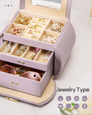 Homde Girls Jewelry Box Jewelry Storage Case Organizer Faux Leather with Mirror for Rings, Earrings, Bracelets, Necklaces (Grey Purple) by TinyTreasures Baby Boutique