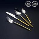24 Piece Silverware Set For 6 Gold Handle Heavy duty 18/10 Stainless Steel Flatware Set Modern Design Knife/Fork/Spoon Mirror Polished Dishwasher Safe Cutlery Set with Gifts by CozyNest Decor