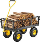 VEVOR 500 Lbs Steel Garden Cart, Heavy Duty Garden Wagon Cart Pullable on Wheels, Metal Yard Utility Wagon Carts with 10" All Terrain Tires, Mesh Removable Sides and 180°Rotating Handle by GreenHaven Gardens