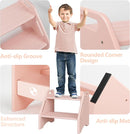 AMBIRD Wooden Step Stool, Two Step Stools Toddler 300 lbs Capacity with Safety Non-Slip Pads and Handles, Bamboo Step Stool for Bathroom, Kitchen Dual Height Step Stools for Kids (Pink) by TinyTreasures Baby Boutique